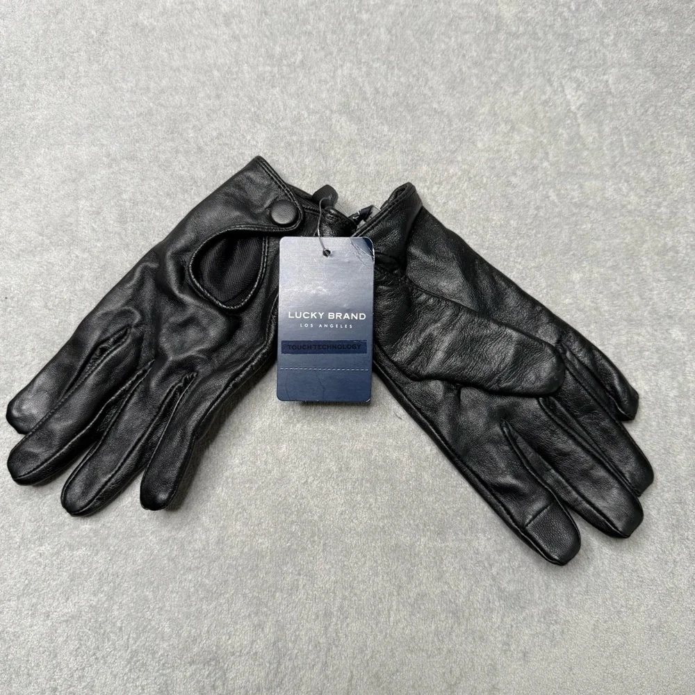 NWT Lucky Brand Women’s Moto Leather Gloves in Black, size XS/S